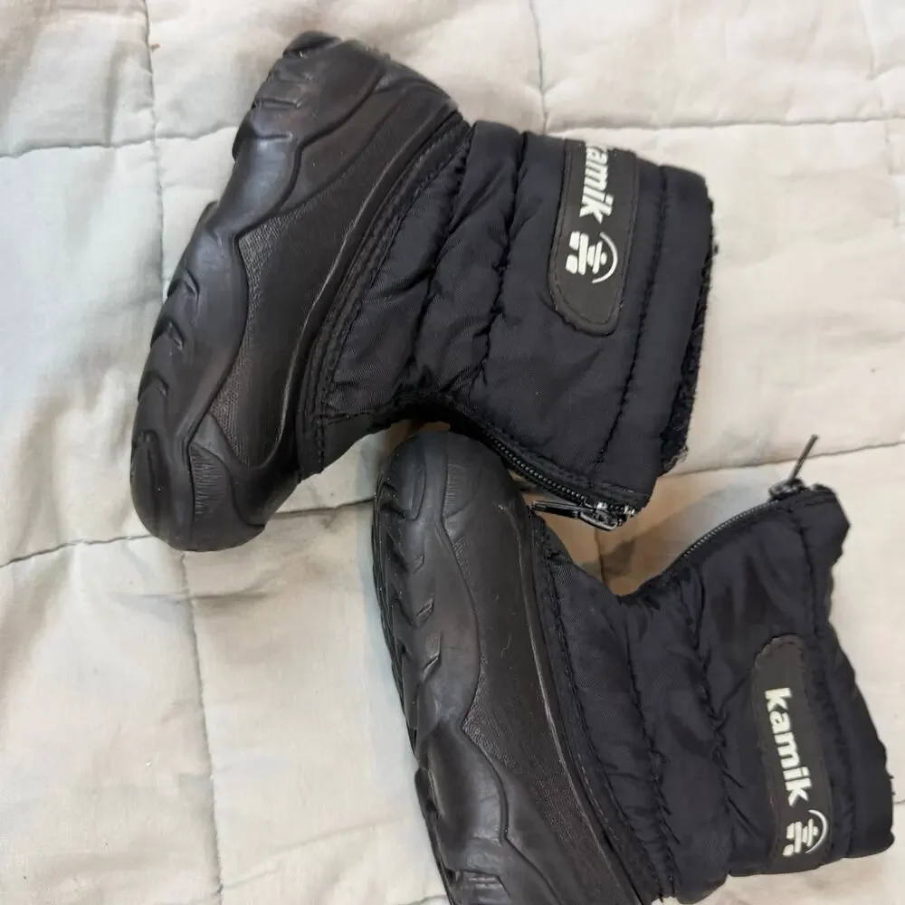 Kamik Icefollies Front Zip Waterproof Winter Snow Boots Black Toddler 7 Boys